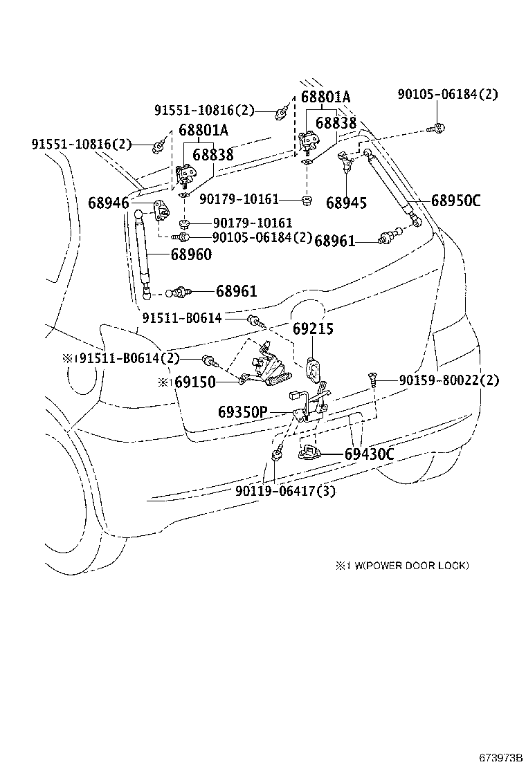 Toyota 68961-10030 BOLT, BACK DOOR STAY