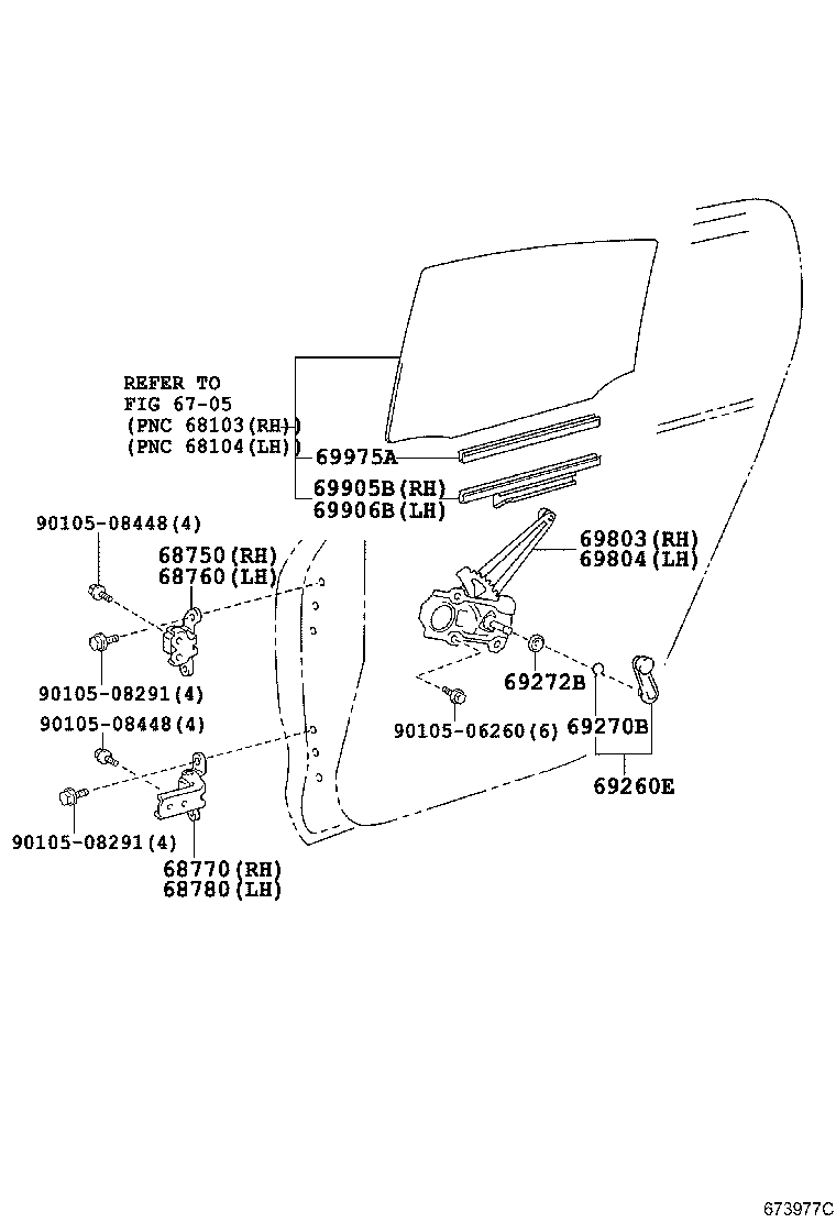 69905-52050 CHANNEL SUB-ASSY, REAR DOOR GLASS, RH product image
