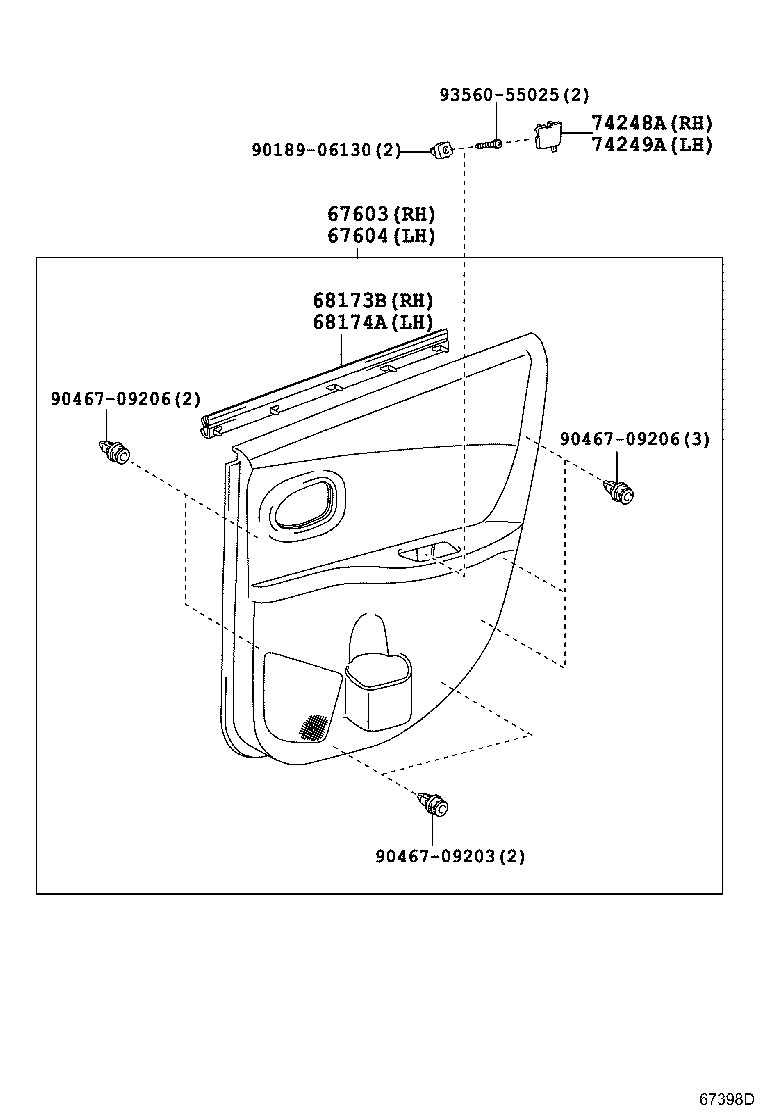 67004-52302 PANEL SUB-ASSY, REAR DOOR, LH product image