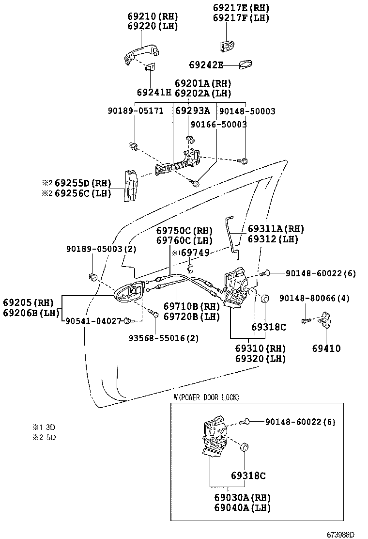 Toyota 69211-12220-P6 HANDLE ASSY, FRONT DOOR, OUTSIDE RH