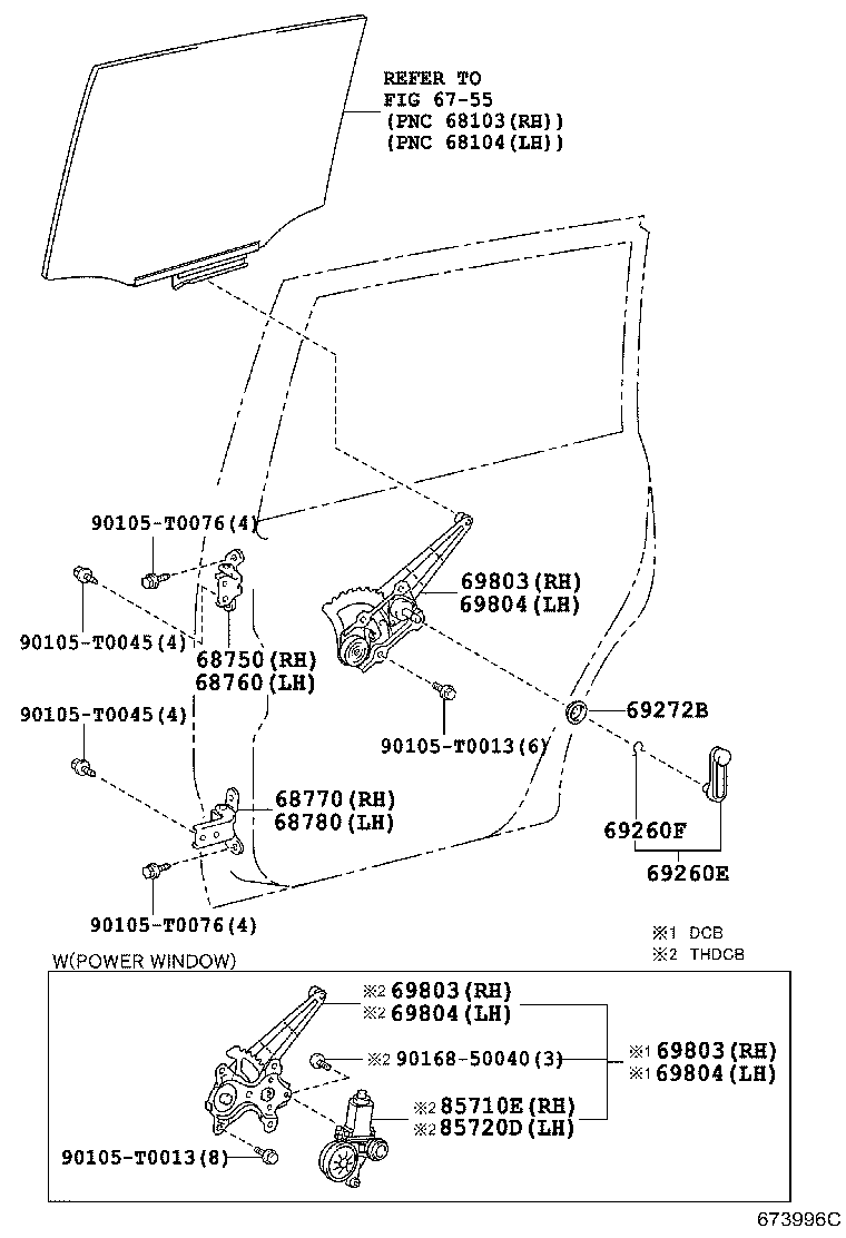 69840-0K010 REGULATOR SUB-ASSY, REAR DOOR WINDOW, LH product image