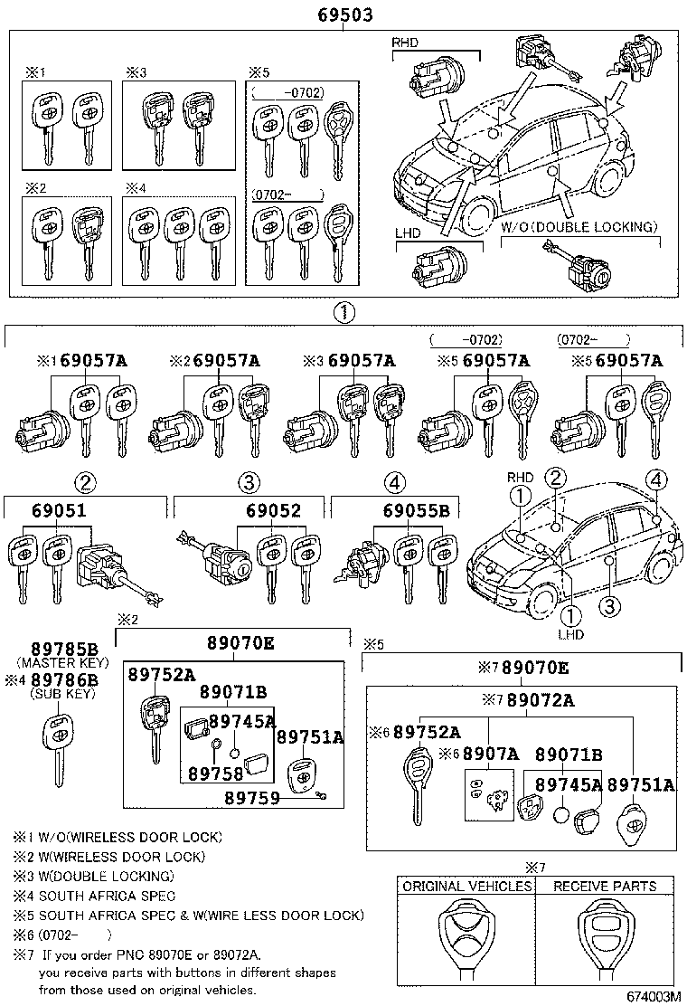 69005-52B60 CYLINDER SET, LOCK product image
