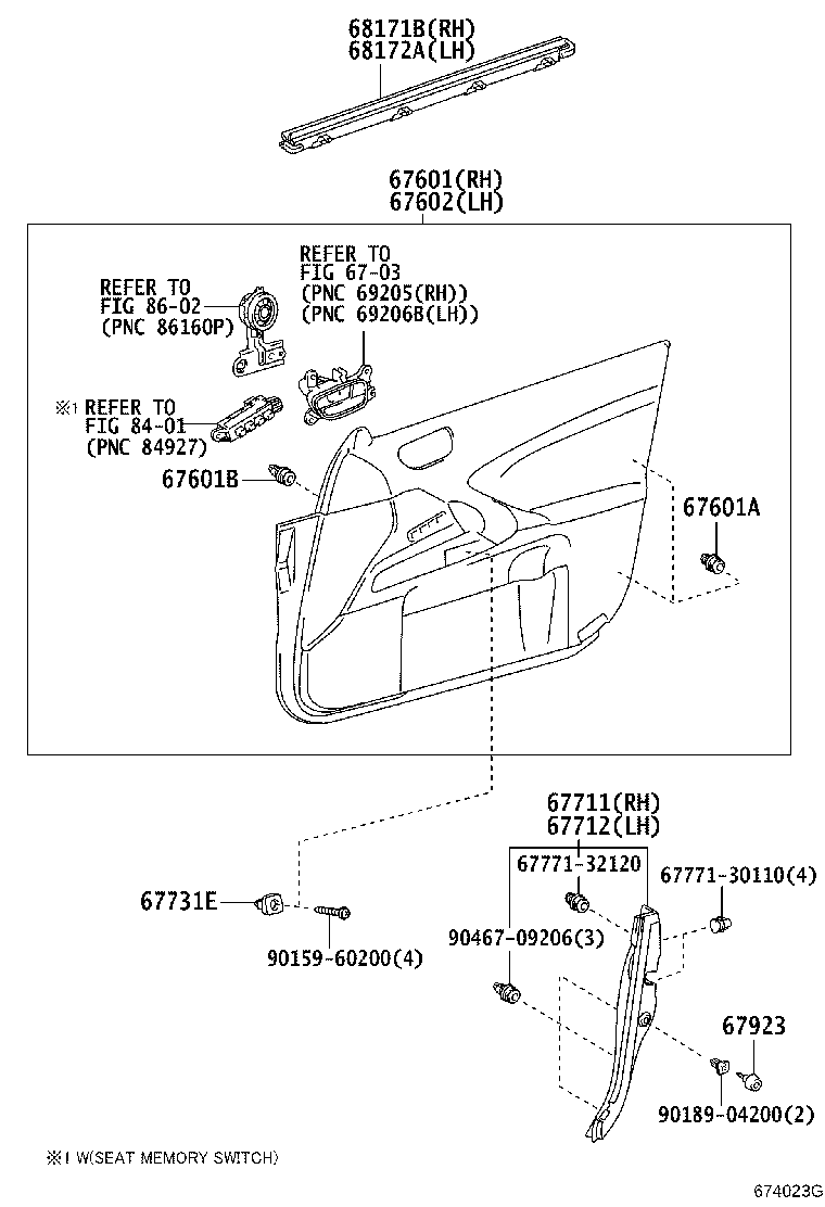 68101-53160 GLASS SUB-ASSY, FRONT DOOR, RH product image