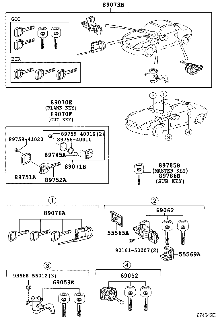 69005-24380 CYLINDER SET, LOCK W/TRANSMITTER HOUSING(LESS MODULE) product image