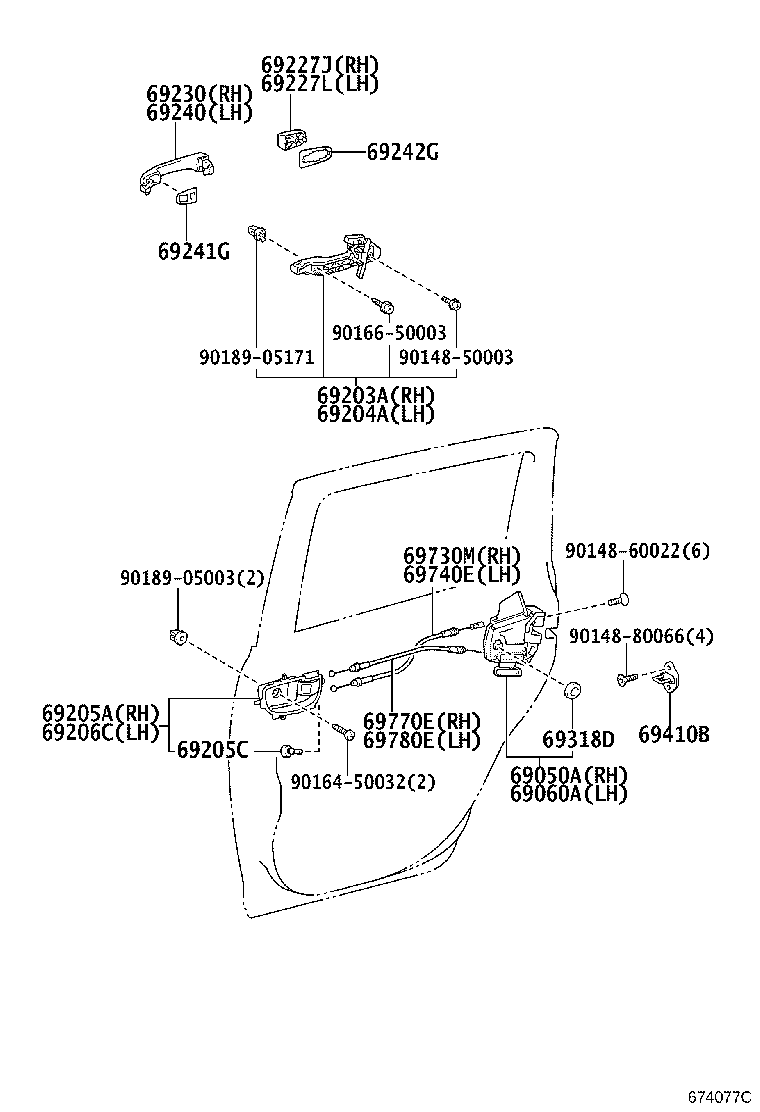 69227-42070-H6 COVER, REAR DOOR OUTSIDE HANDLE, RH product image