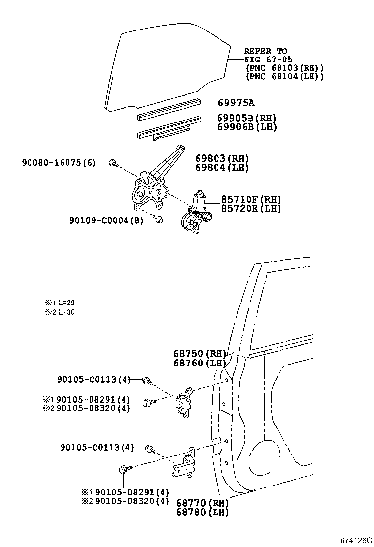 69804-0N010 REGULATOR SUB-ASSY, REAR DOOR WINDOW, LH product image