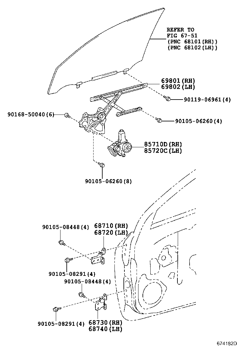 69801-52080 REGULATOR SUB-ASSY, FRONT DOOR WINDOW, RH product image