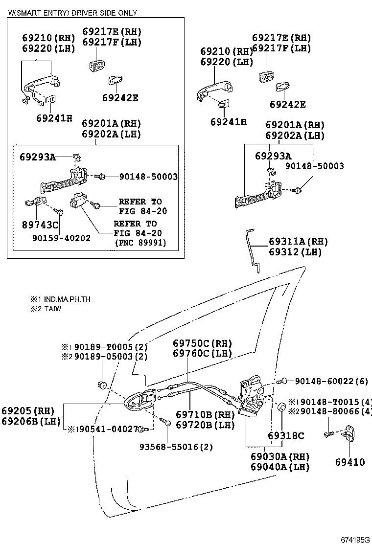69202-0D030 FRAME SUB-ASSY, FRONT DOOR OUTSIDE HANDLE, LH product image