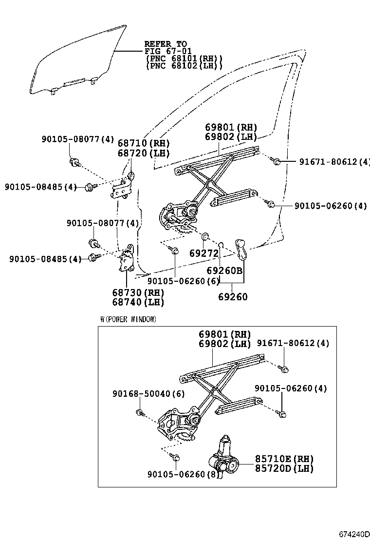 69810-52380 REGULATOR SUB-ASSY, FRONT DOOR WINDOW, RH product image