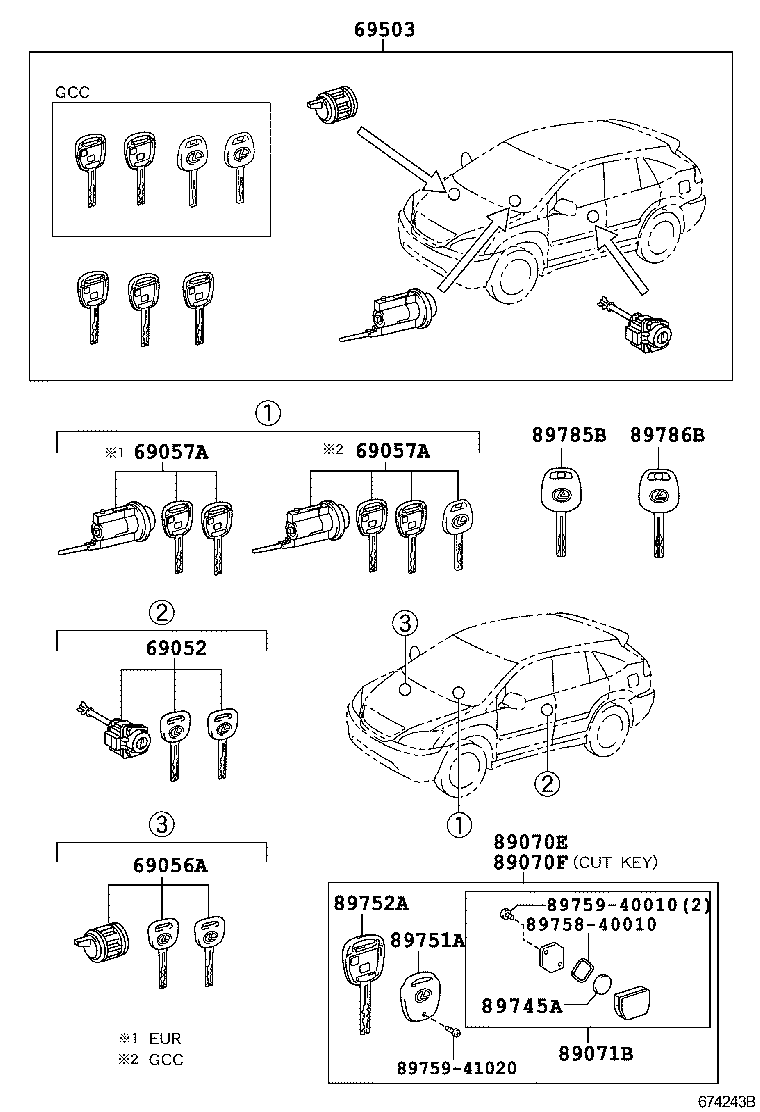 69005-48171 CYLINDER SET, LOCK product image