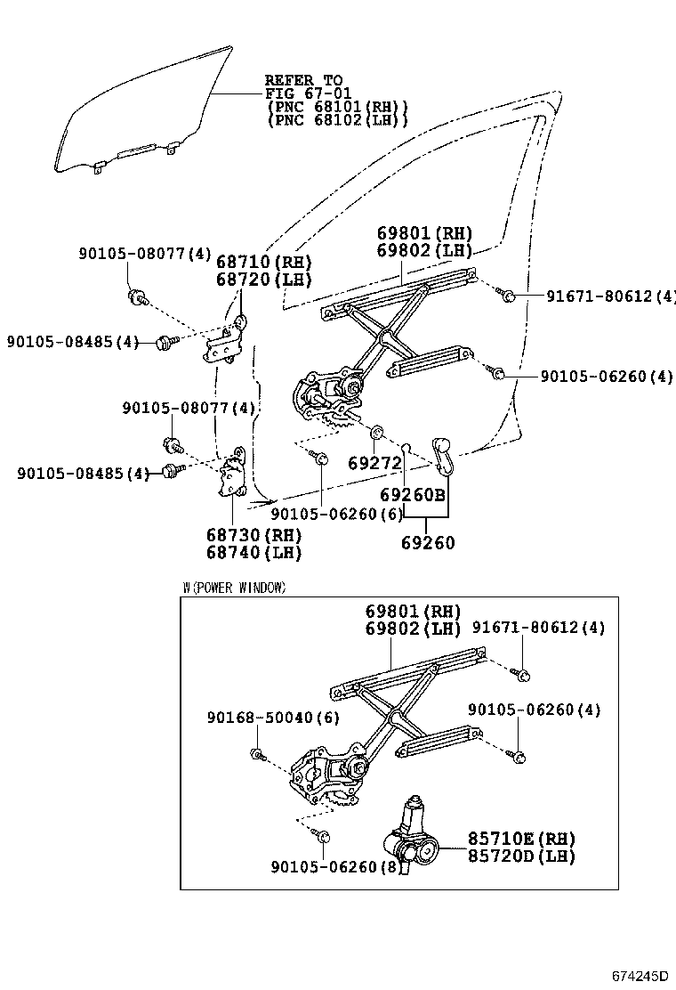 Toyota 69260-52070-E1 HANDLE ASSY, FRONT DOOR WINDOW REGULATOR