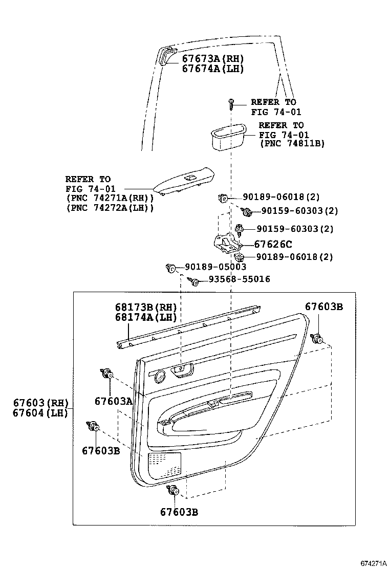 68103-0Q010 GLASS SUB-ASSY, REAR DOOR, RH product image