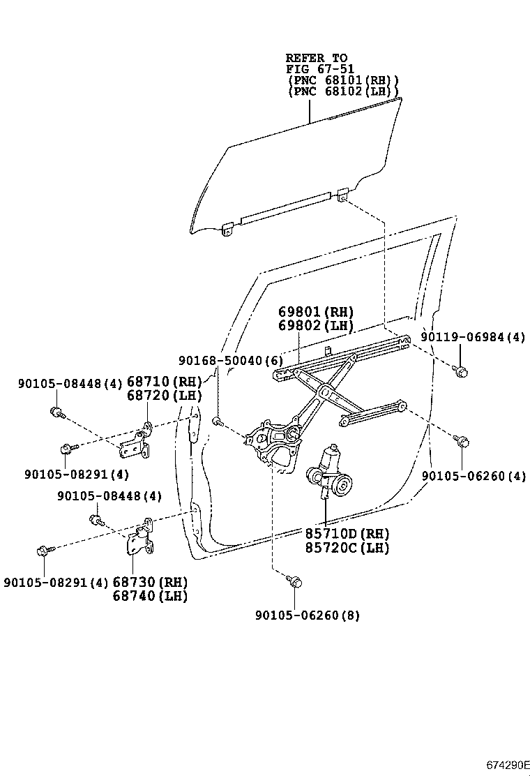 Toyota 69802-58010 REGULATOR SUB-ASSY, FRONT DOOR WINDOW, LH