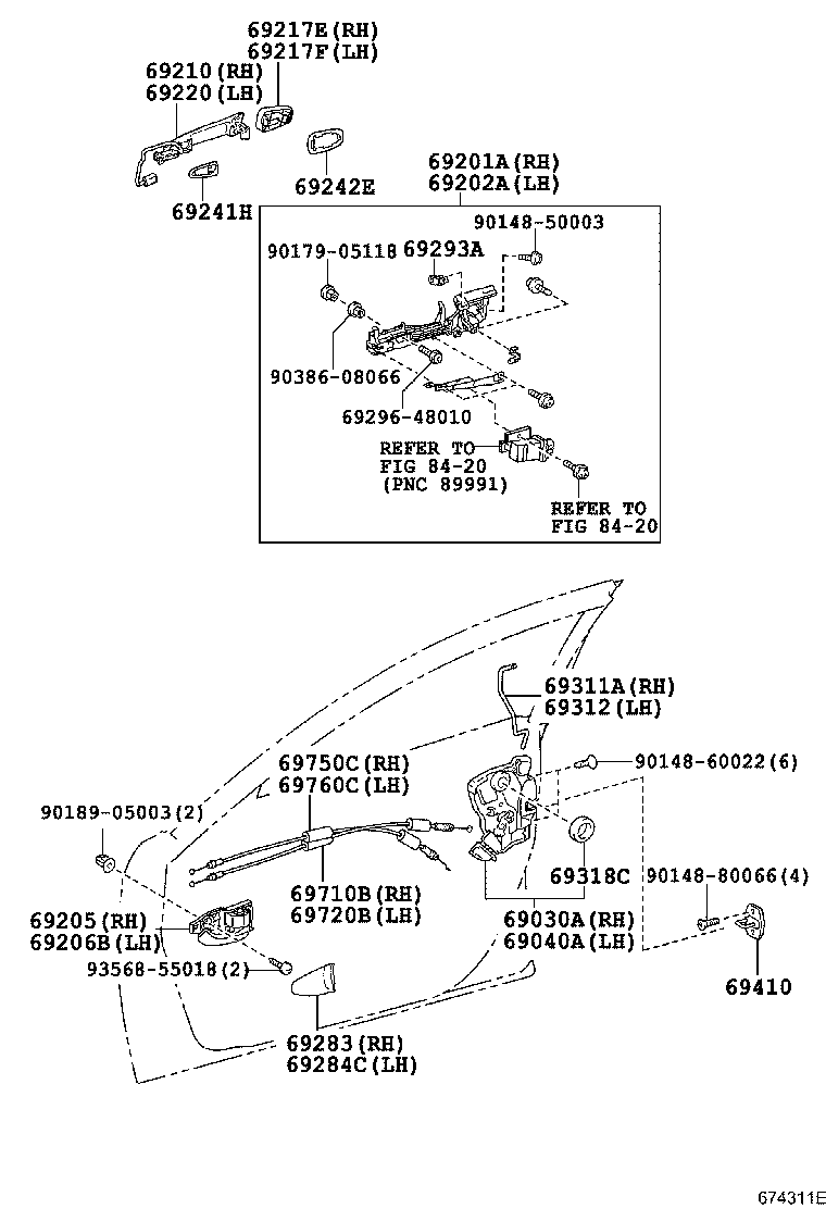 Toyota 69210-30300-G1 HANDLE ASSY, FRONT DOOR, OUTSIDE RH