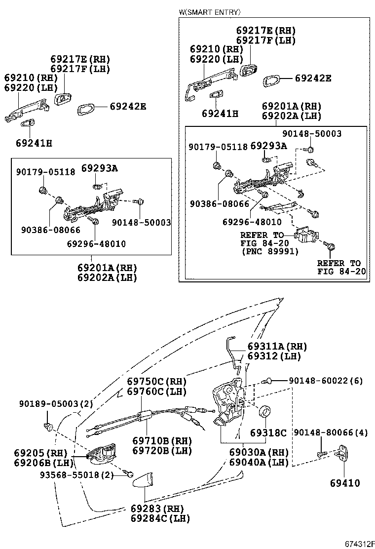 Toyota 69201-28010 FRAME SUB-ASSY, FRONT DOOR OUTSIDE HANDLE, RH