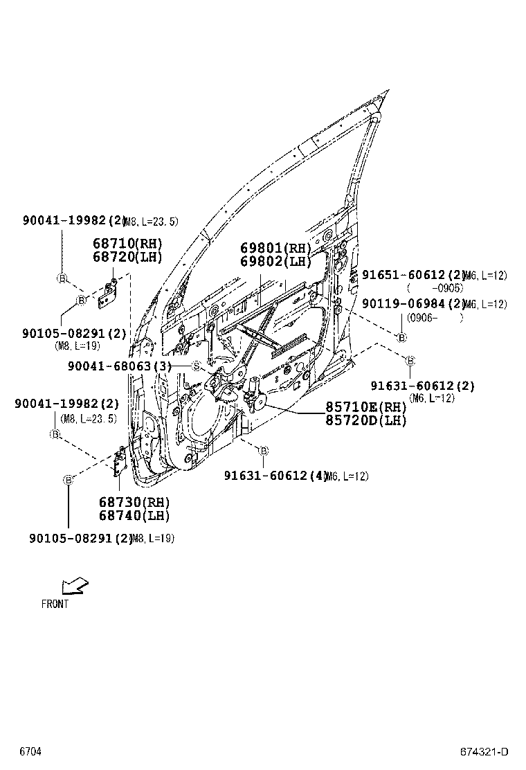 69803-B2040 REGULATOR SUB-ASSY, FRONT DOOR WINDOW, RH product image
