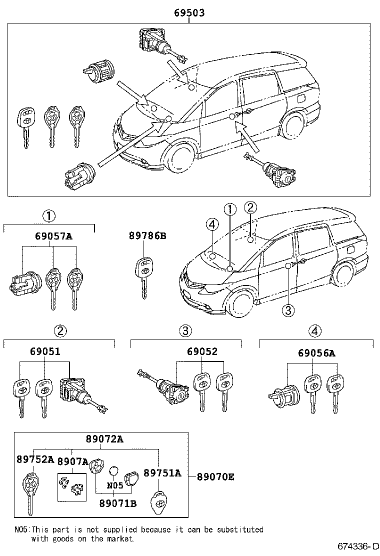 69005-28B50 CYLINDER SET, LOCK product image