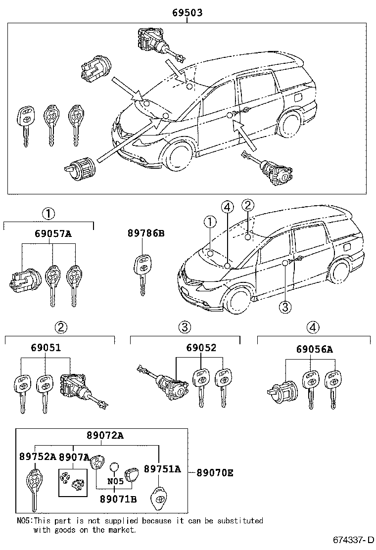 69005-28B50 CYLINDER SET, LOCK product image