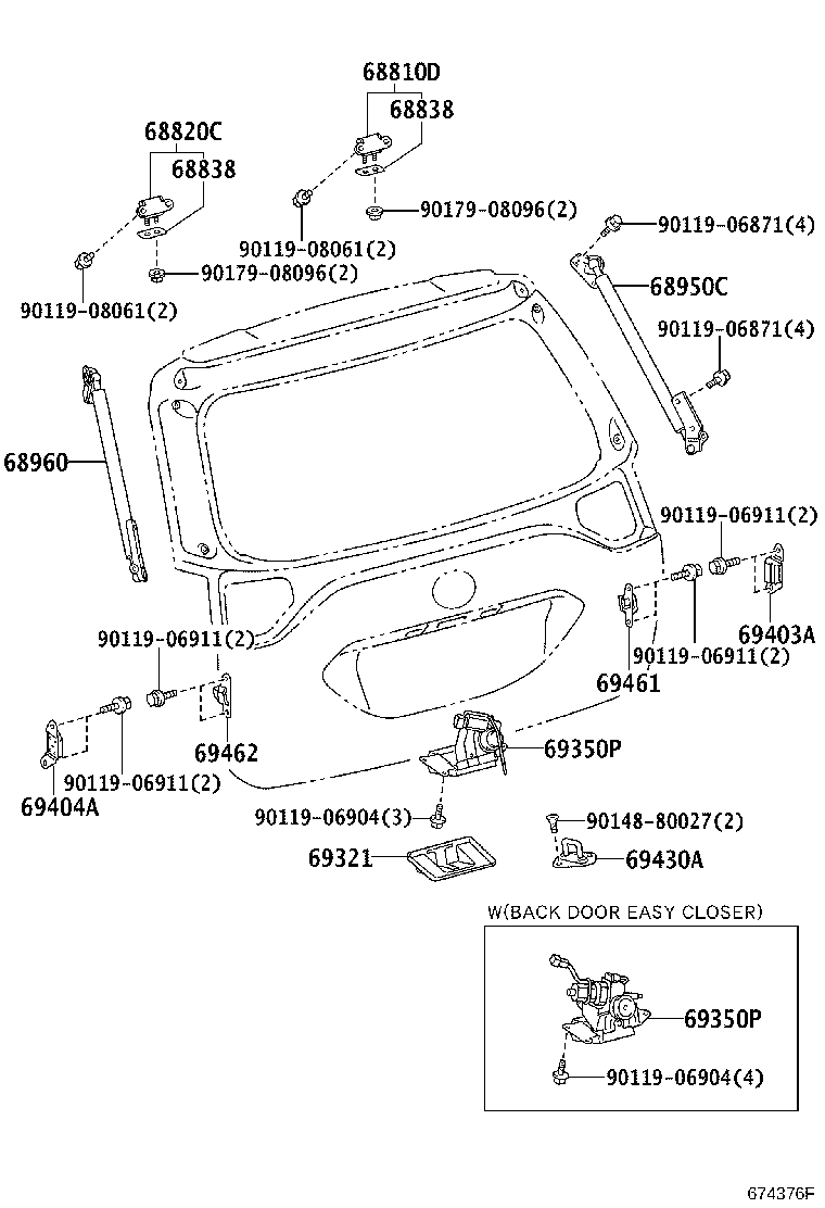 68960-28323 STAY ASSY, BACK DOOR, LH product image