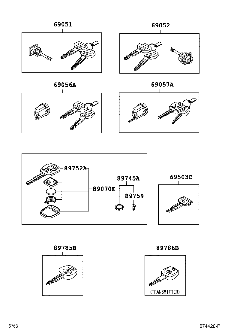 Toyota 69005-B4260 CYLINDER SET, LOCK