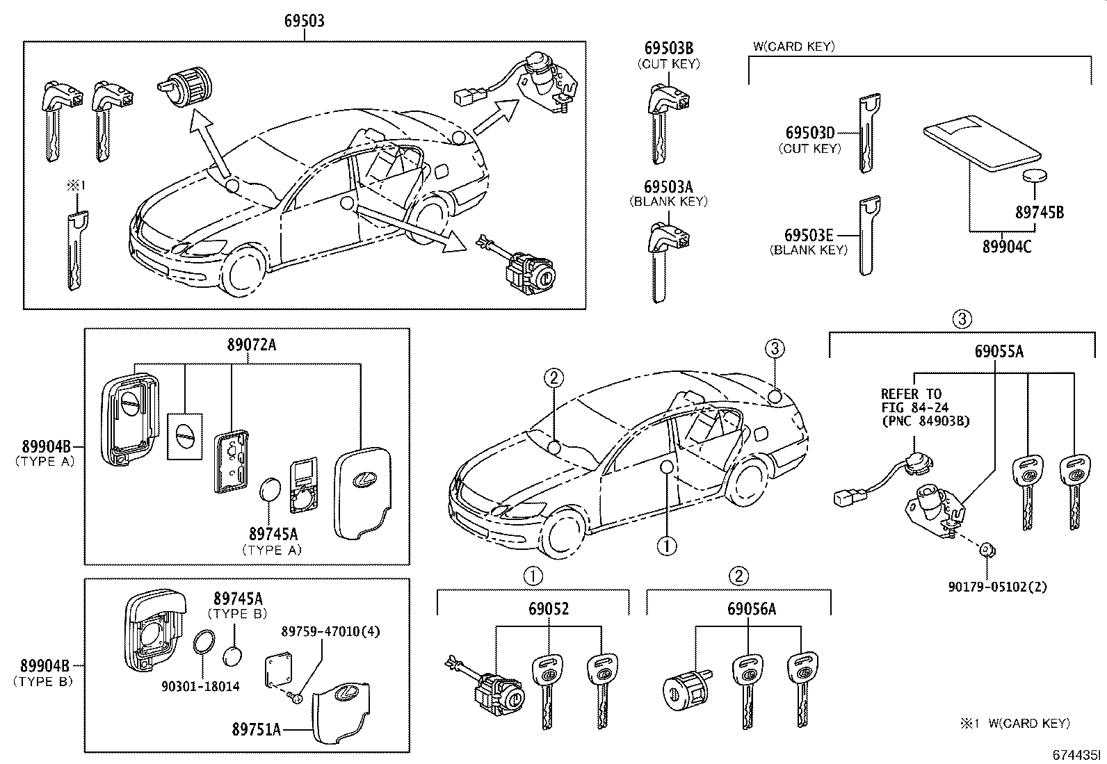 Toyota 69005-30E00 CYLINDER SET, LOCK