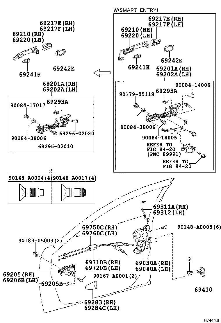 Toyota 69201-06040 FRAME SUB-ASSY, FRONT DOOR OUTSIDE HANDLE, RH