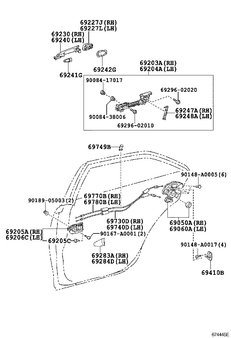 Toyota 69211-06060-J2 HANDLE ASSY, REAR DOOR OUTSIDE, RH