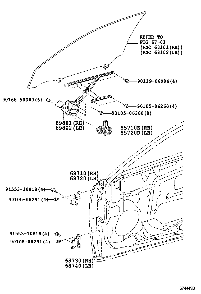 69802-33080 REGULATOR SUB-ASSY, FRONT DOOR WINDOW, LH product image