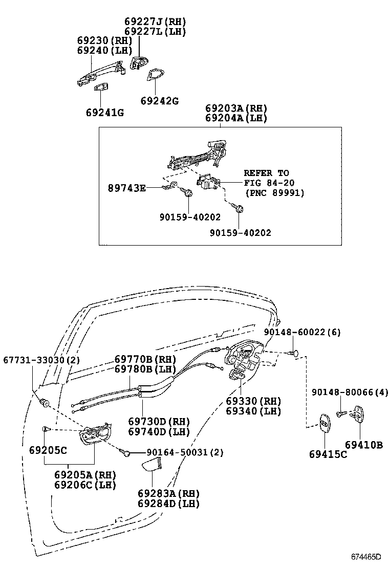 Toyota 67708-33360-B0 HANDLE SUB-ASSY, REAR DOOR INSIDE, LH