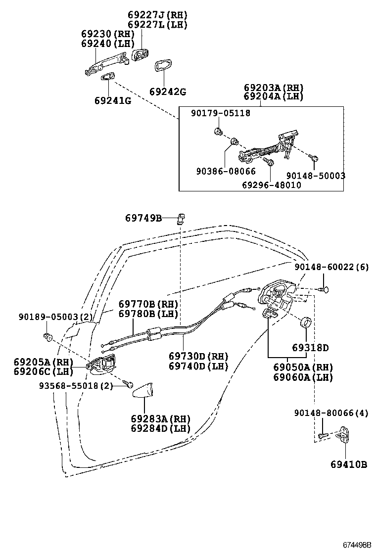 Toyota 69241-28060 PAD, REAR DOOR OUTSIDE HANDLE, FRONT