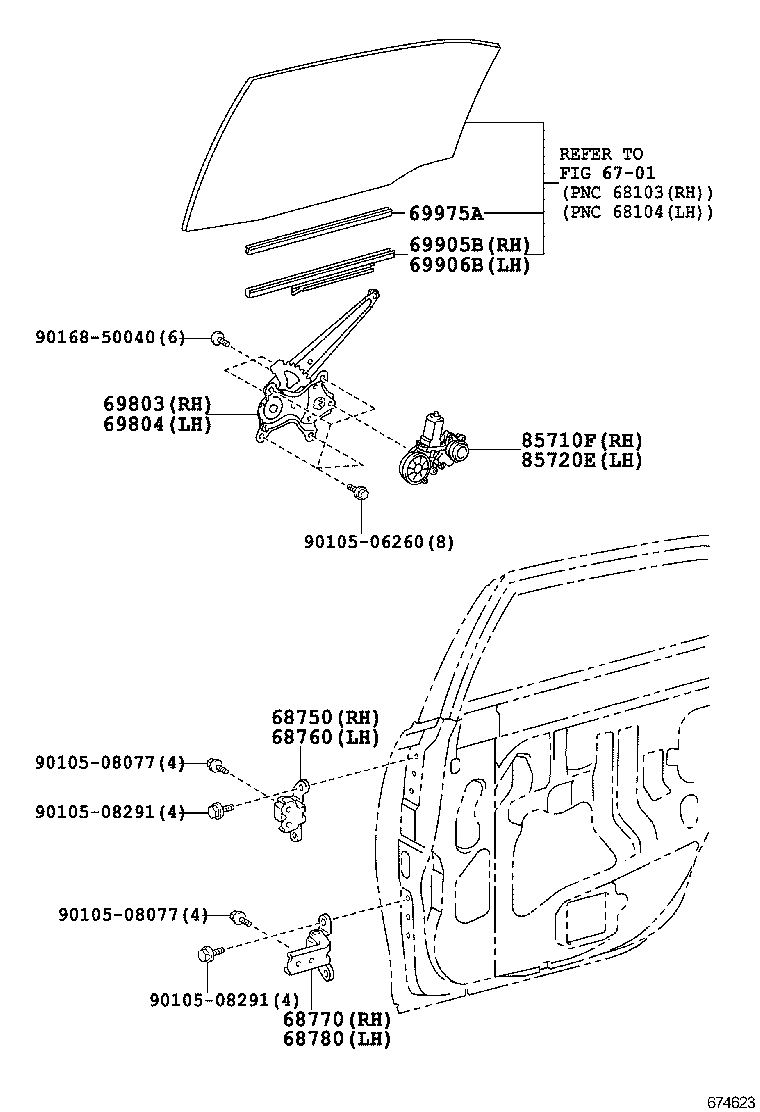 69905-06010 CHANNEL SUB-ASSY, REAR DOOR GLASS, RH product image