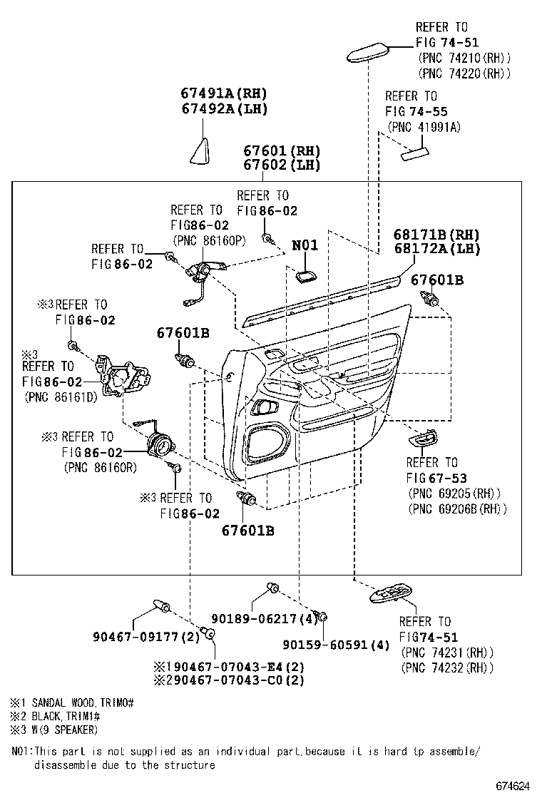 67862-0G010 WEATHERSTRIP, FRONT DOOR, LH product image