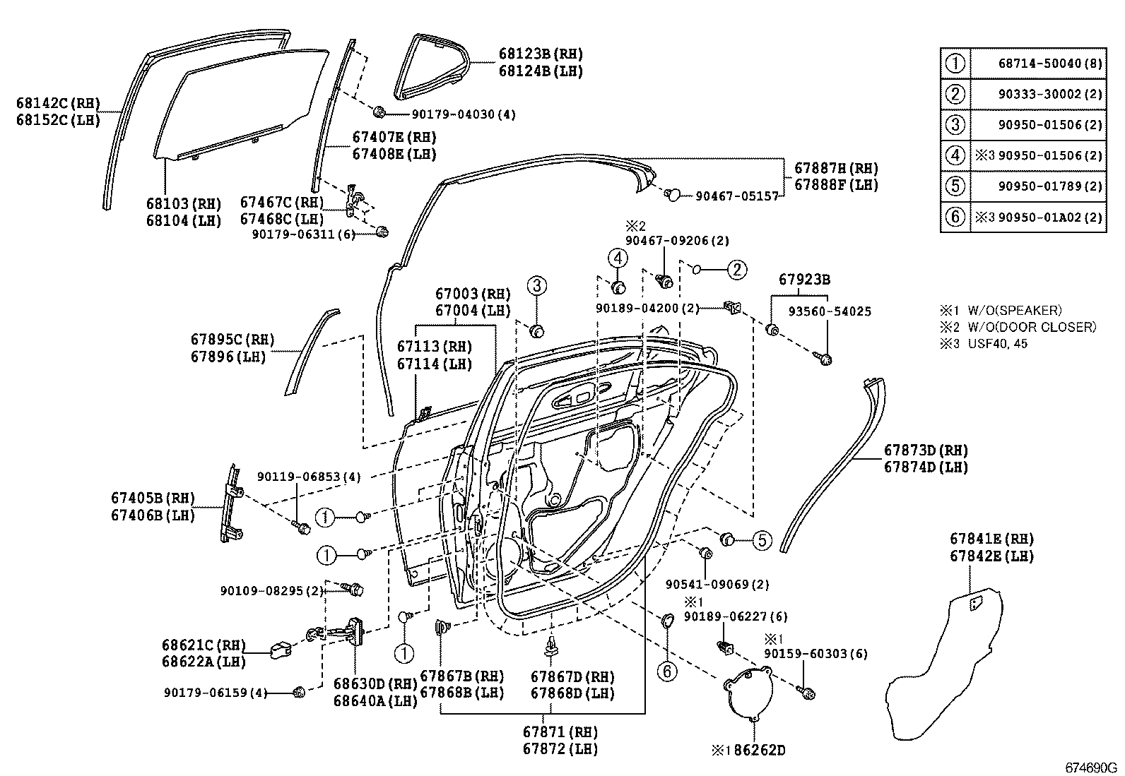 Toyota 67004-50060 PANEL SUB-ASSY, REAR DOOR, LH