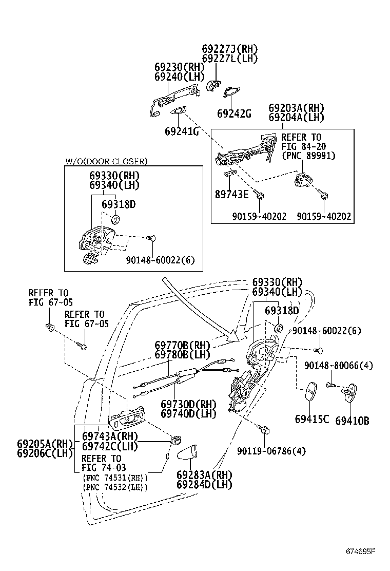 Toyota 67608-50240-A2 HANDLE SUB-ASSY, REAR DOOR INSIDE, LH