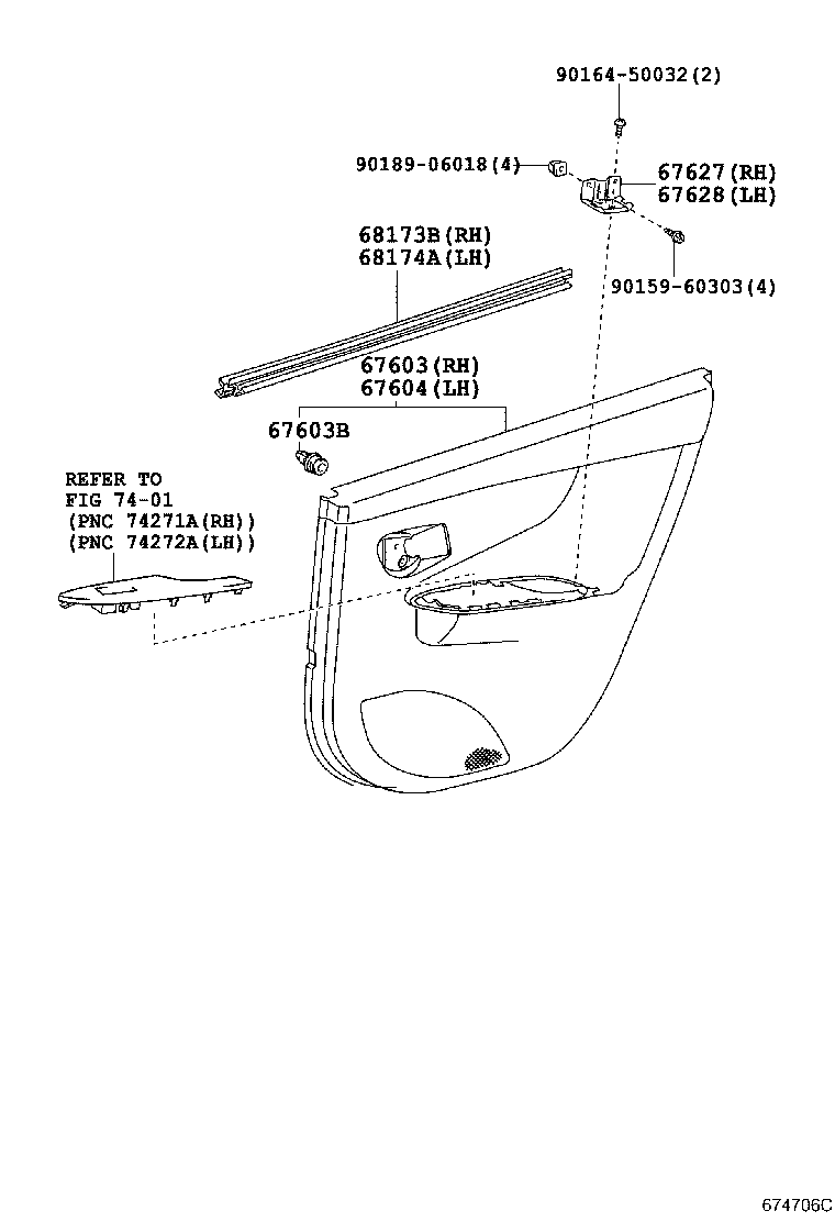 68113-13330 GLASS SUB-ASSY, REAR DOOR, RH product image