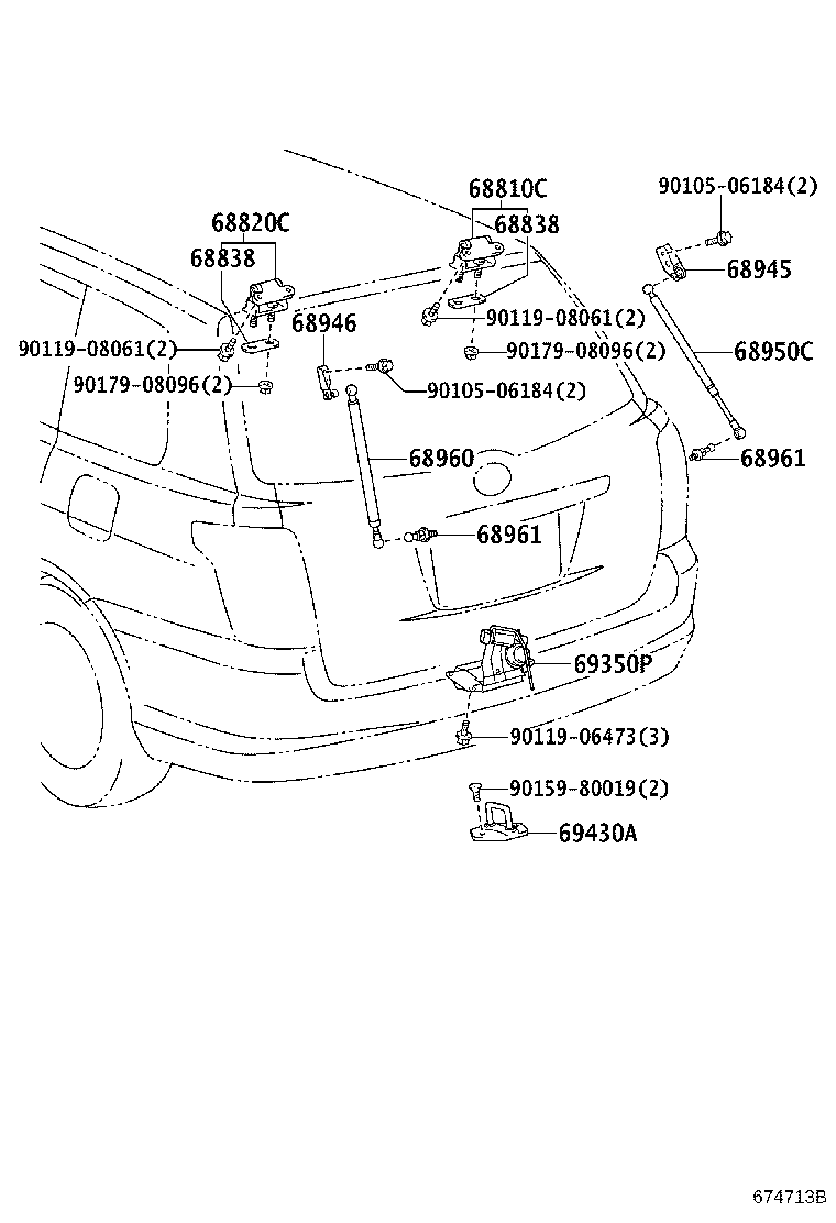 68960-13190 STAY ASSY, BACK DOOR, LH product image