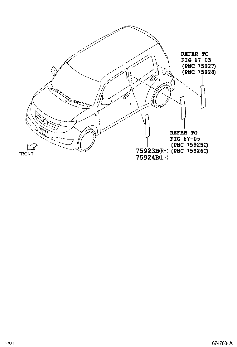 67404-B1020 FRAME SUB-ASSY, FRONT DOOR, REAR LOWER LH product image