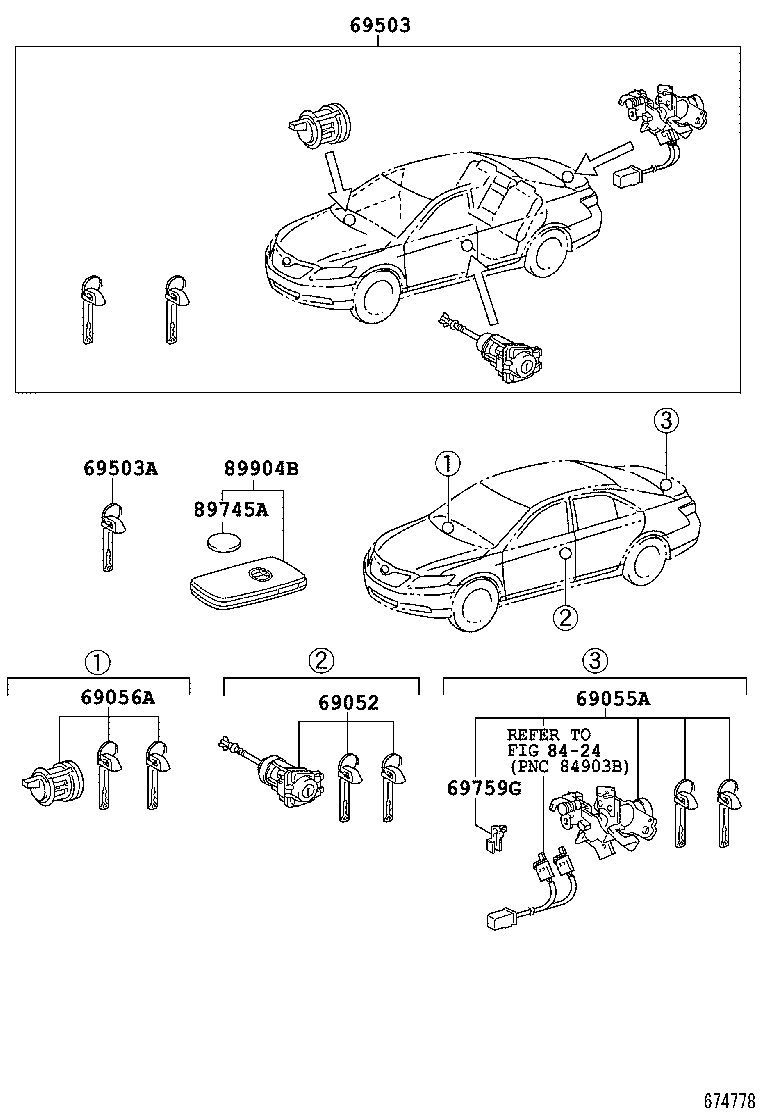 69005-06450 CYLINDER SET, LOCK product image