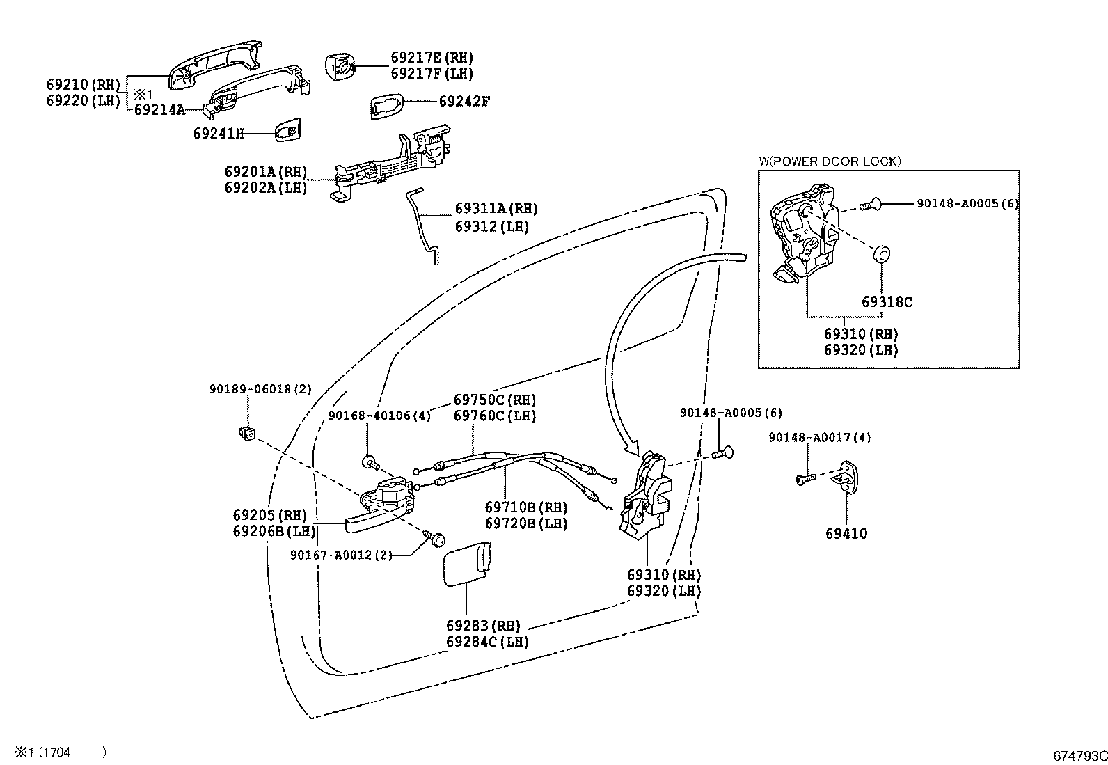 Toyota 69210-0C010 HANDLE ASSY, FRONT DOOR, OUTSIDE RH