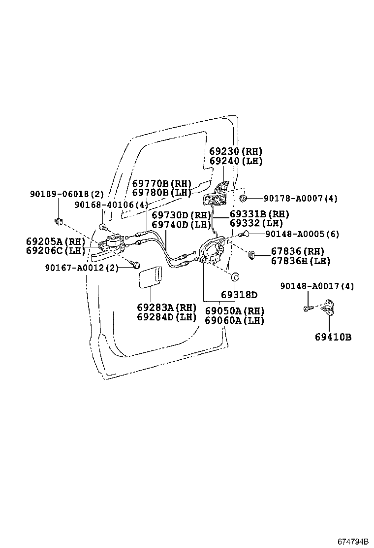 Toyota 69210-0C030-C1 HANDLE ASSY, REAR DOOR OUTSIDE, RH