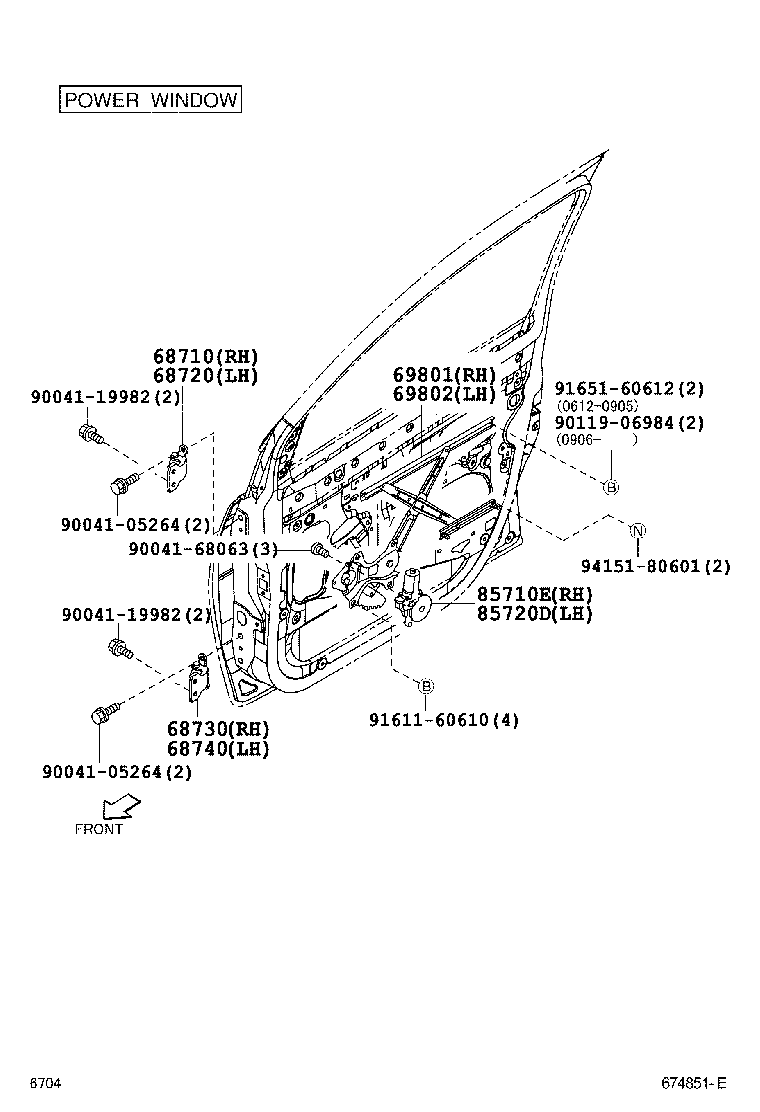 69801-B1010 REGULATOR SUB-ASSY, FRONT DOOR WINDOW, RH product image