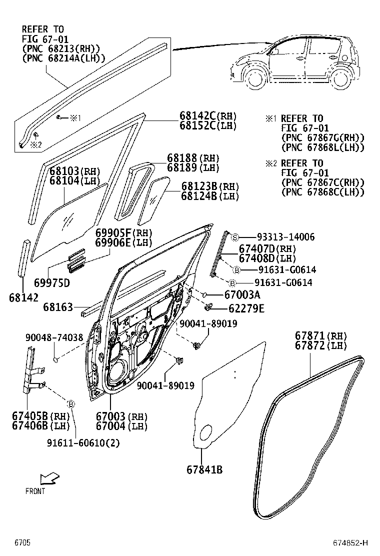 67003-B1010 PANEL SUB-ASSY, REAR DOOR, RH product image