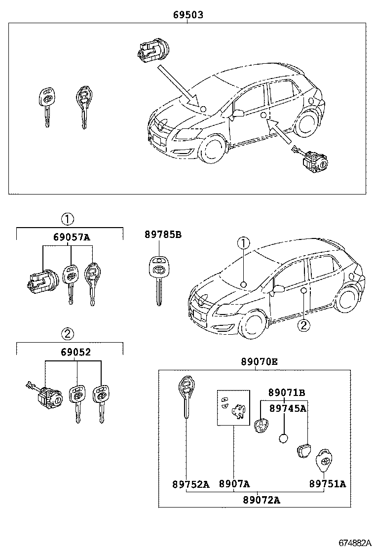 69005-12C40 CYLINDER SET, LOCK product image