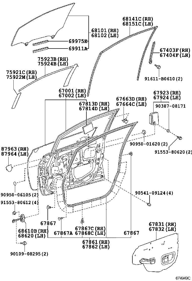 67610-12L50-J7 BOARD SUB-ASSY, FRONT DOOR TRIM, RH product image