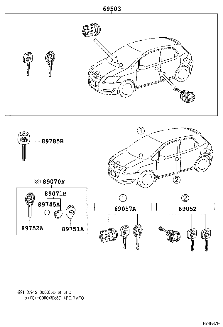 69005-02610 CYLINDER SET, LOCK product image
