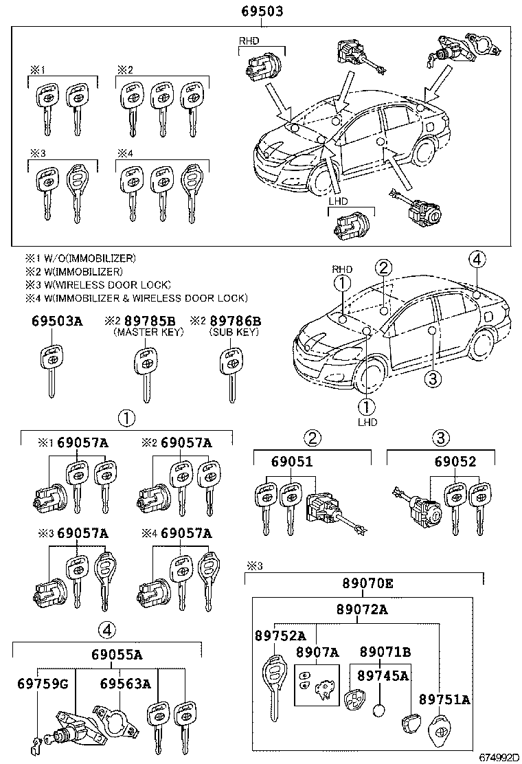 69005-0D240 CYLINDER SET, LOCK product image