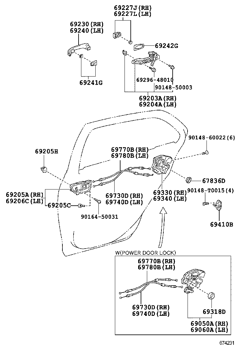 69050-0D130 LOCK ASSY, REAR DOOR W/MOTOR, RH product image