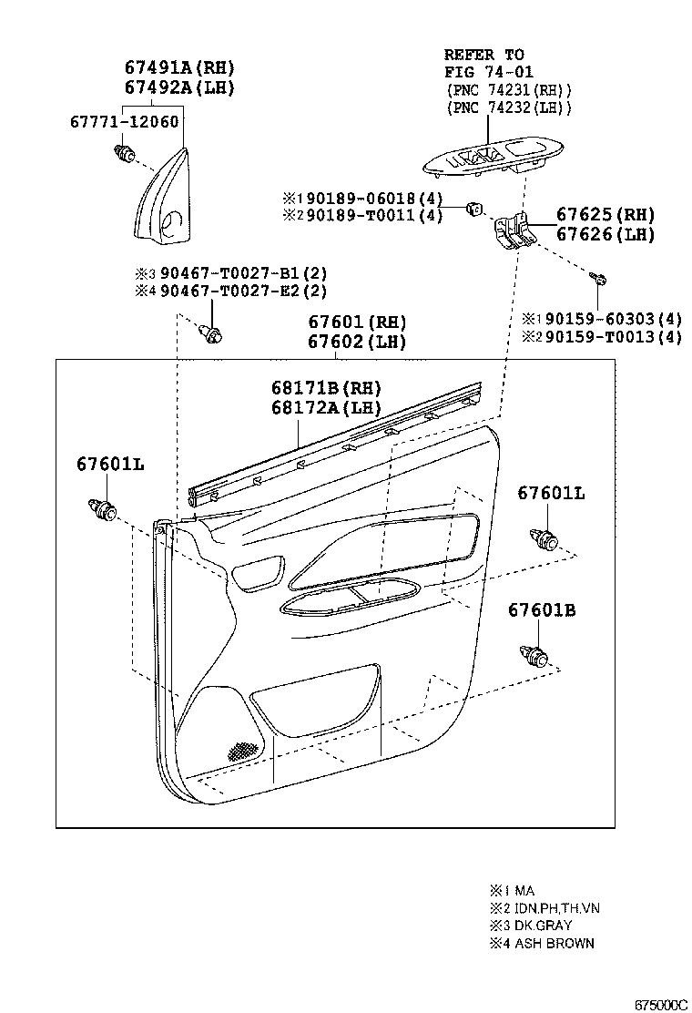 68110-0D121 GLASS SUB-ASSY, FRONT DOOR, RH product image