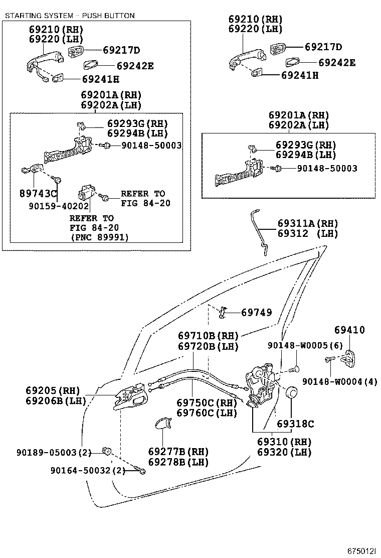 69201-02130 FRAME SUB-ASSY, FRONT DOOR OUTSIDE HANDLE, RH product image