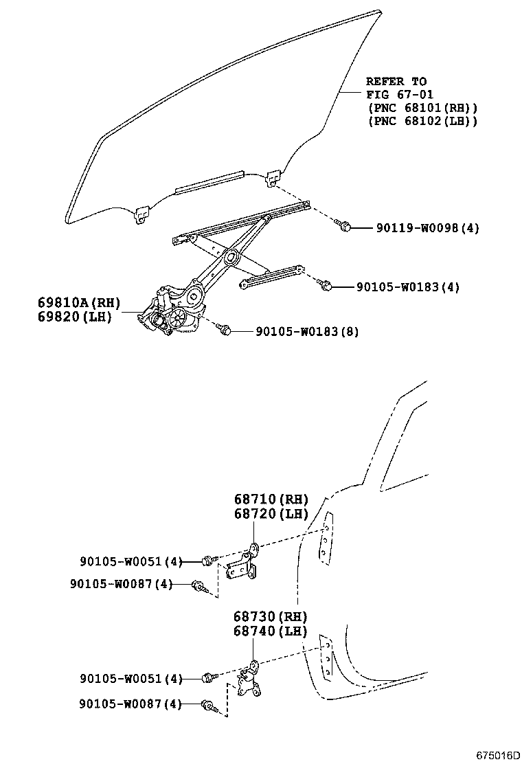 69820-02320 REGULATOR ASSY, FRONT DOOR WINDOW, LH product image